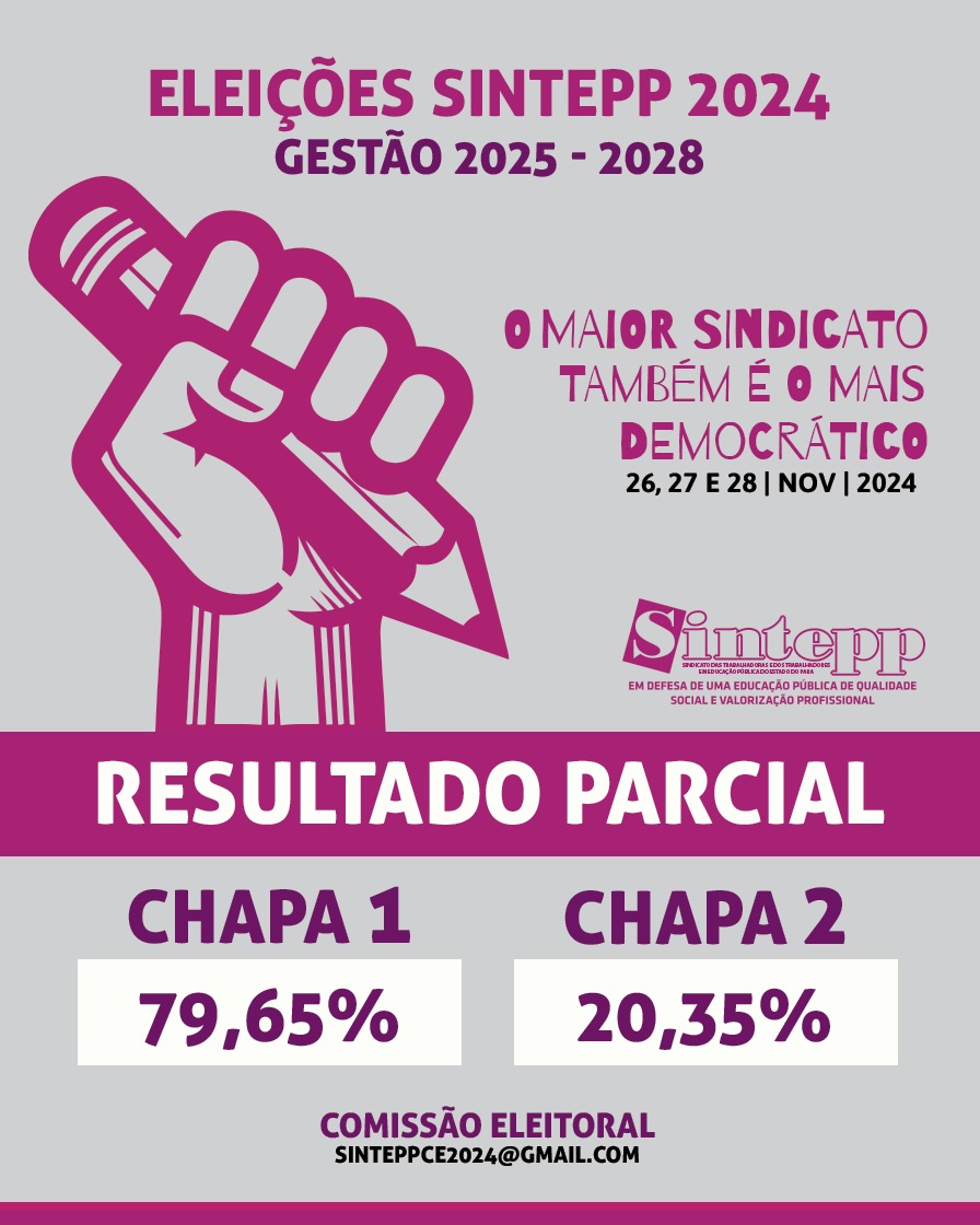 Comissão Eleitoral divulga resultado parcial SINTEPP