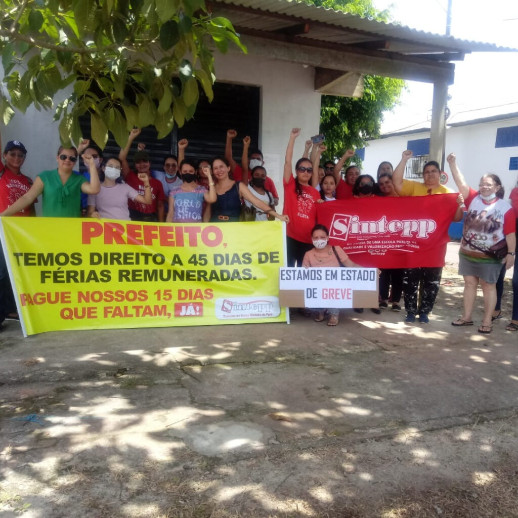 Em Estado de Greve, Sintepp Santa Bárbara do Pará realiza protesto em frente à Prefeitura