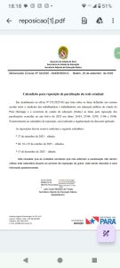Calendário de reposição das paralisações da rede estadual